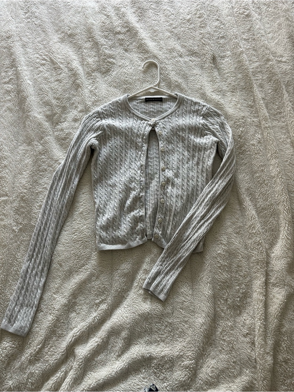 Brandy Melville Light Gray Cable Knit Button Cardigan